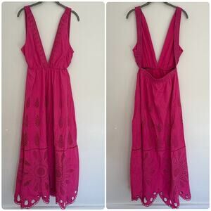 Farm Rio Eyelet, Open Back Dress in Pink, Sample!